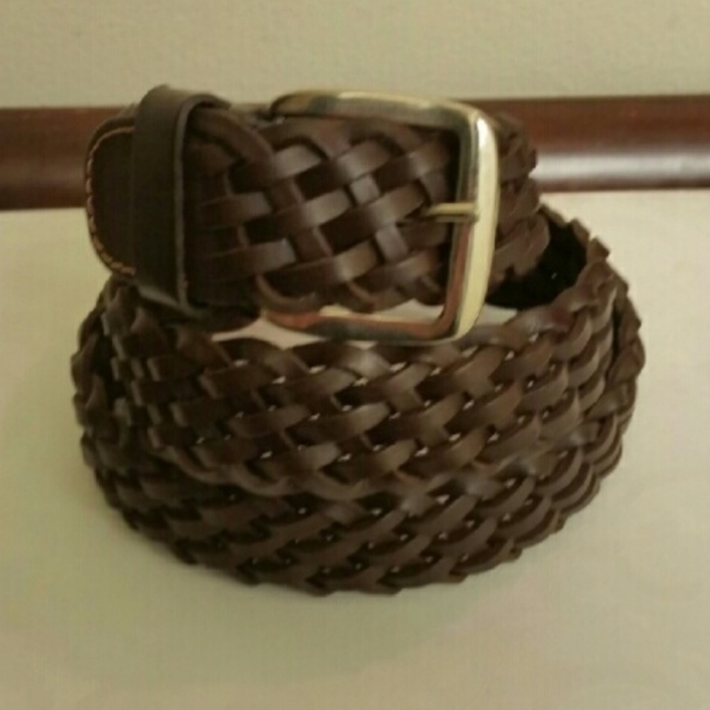 New Vintage 100% original leather brown braided men's belt size 40"